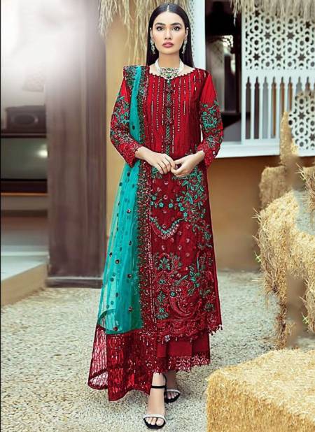 Red Colour Dinsaa New Latest Designer Festive Wear Georgette Salwar Suit Collection 102 C